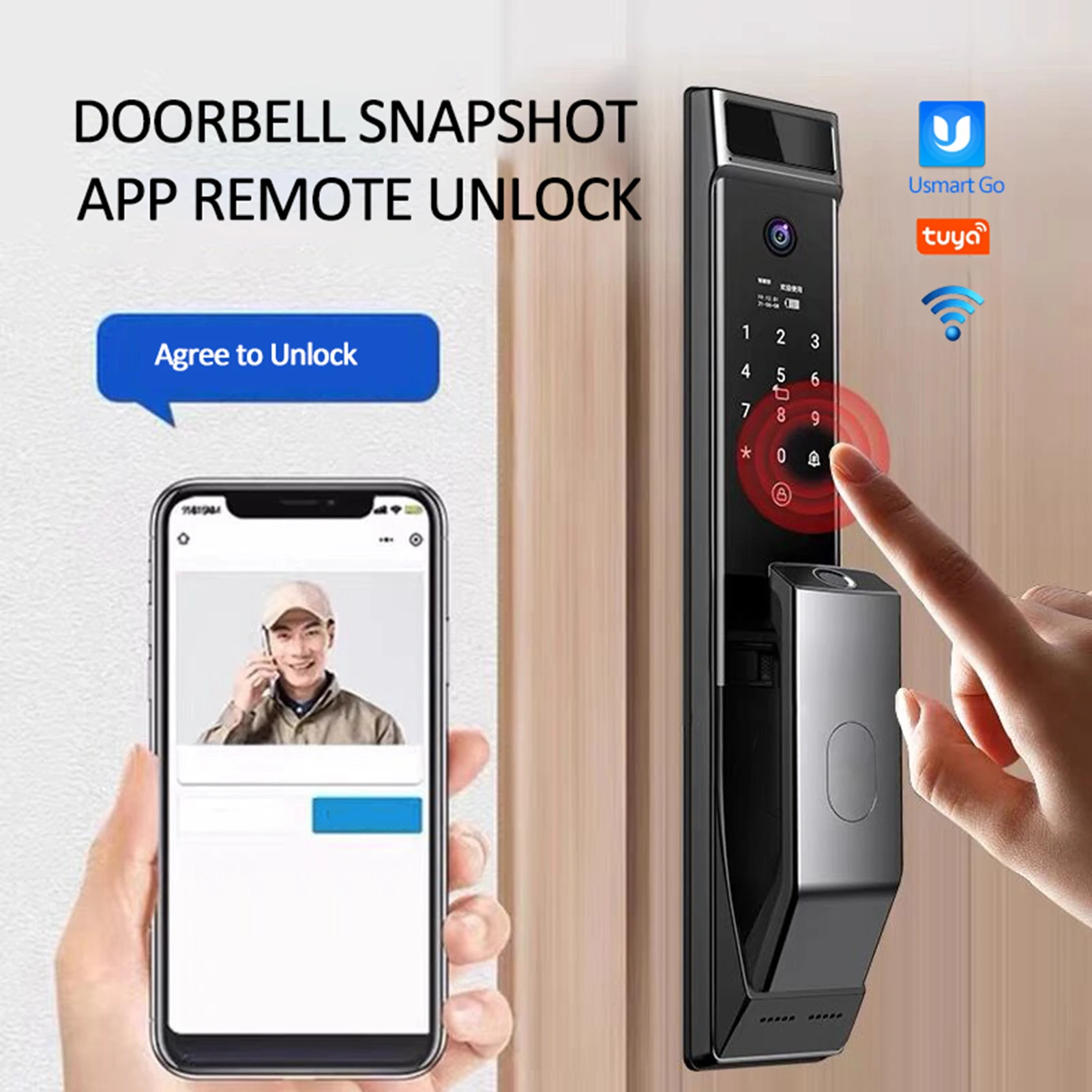 

Fingerprint Door Lock with Camera Electronic Smart Door Lock APP Unlock Remote Unlocking for Homes Apartments APP Door Lock