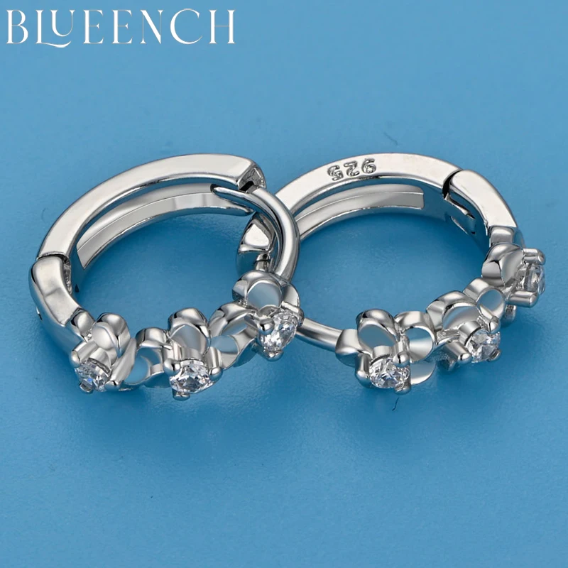 BLUEENCH D VVS1 Moissanite Camellia Flower Earring Original 925 Sterling Silver Plated 18k White Gold with GRA Earring for Women