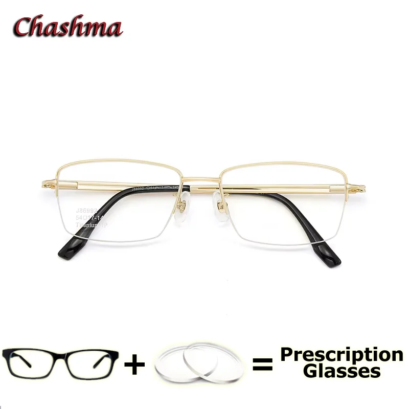 Chashma Prescription Glasses Pure Titanium Eyewear Anti Blue Myopia Presbyopia Lenses Fashion Ultra Light Men Eyeglasses