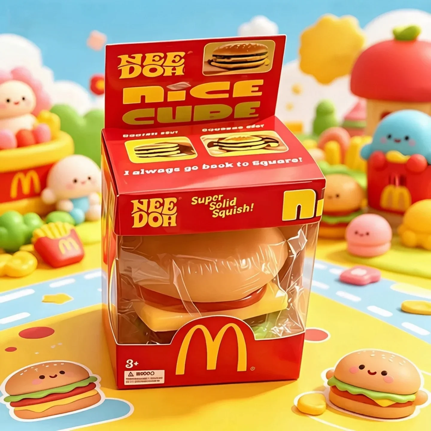 Needoh Hamburger Relief Sensory Toy Cola Dr Pepper Nice Cube Drop Non-toxic Slow Rebound Fingertip Stress Relax Fidget Toy Gift