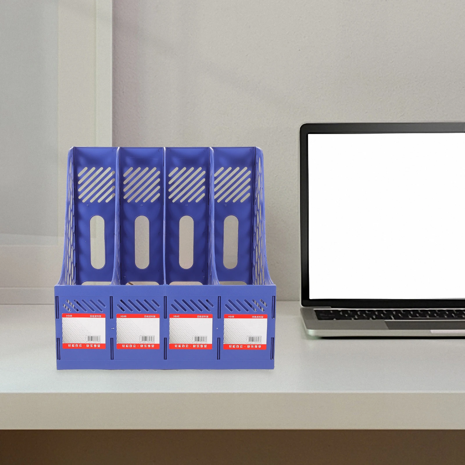 

1 set A4 Storage Holder Folder Desk Organizer Shelf Desktop Blue Document Rack Office File Stand Folder Storage Rack File