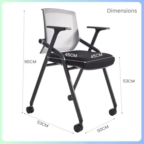 2 Pack Stackable Conference Room Chairs with Paddle Folding Office Foldable Desk Chair Mesh Back and Arms for