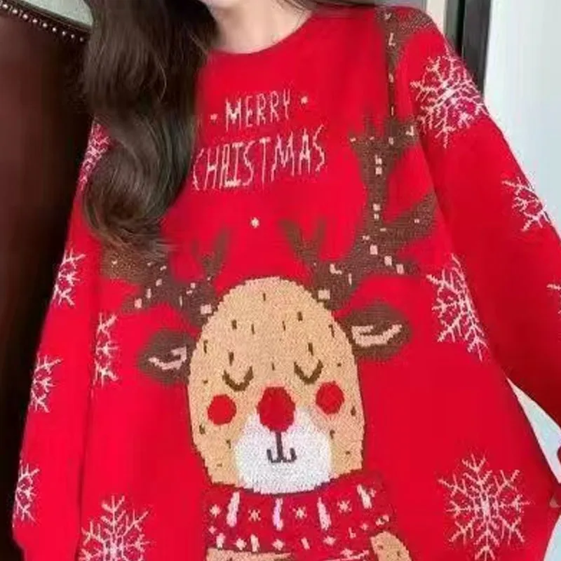 Sueter Feminino Maglioni Nuova manica lunga Nero Rosso Maglione lavorato a maglia Donna Pullover O-Collo Maglione lavorato a maglia Pullover Donna Top Q2026