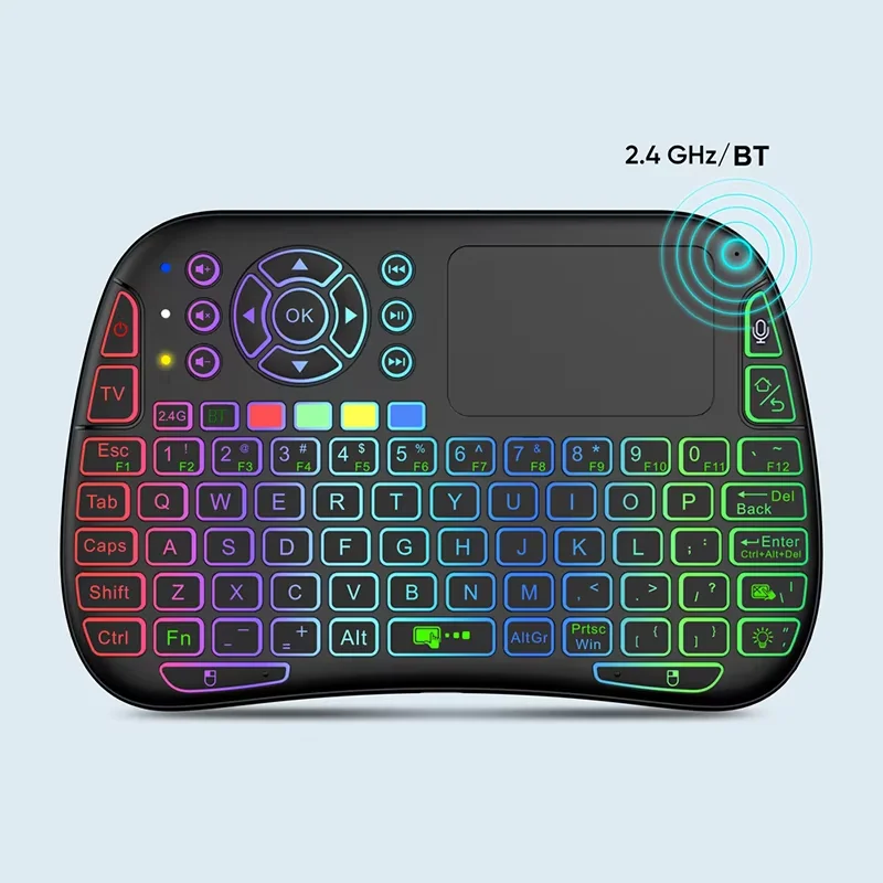 Backlit Mini Keyboard,2.4GHz Wireless Mini Handheld Smart TV Remote Bluetooth Keyboard with Touchpad for PC,Smart TV