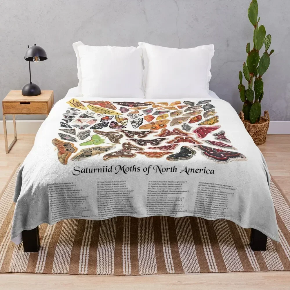 

Saturniid Moths of North America Throw Blanket Easy Care Comfortable Blanket for Couch