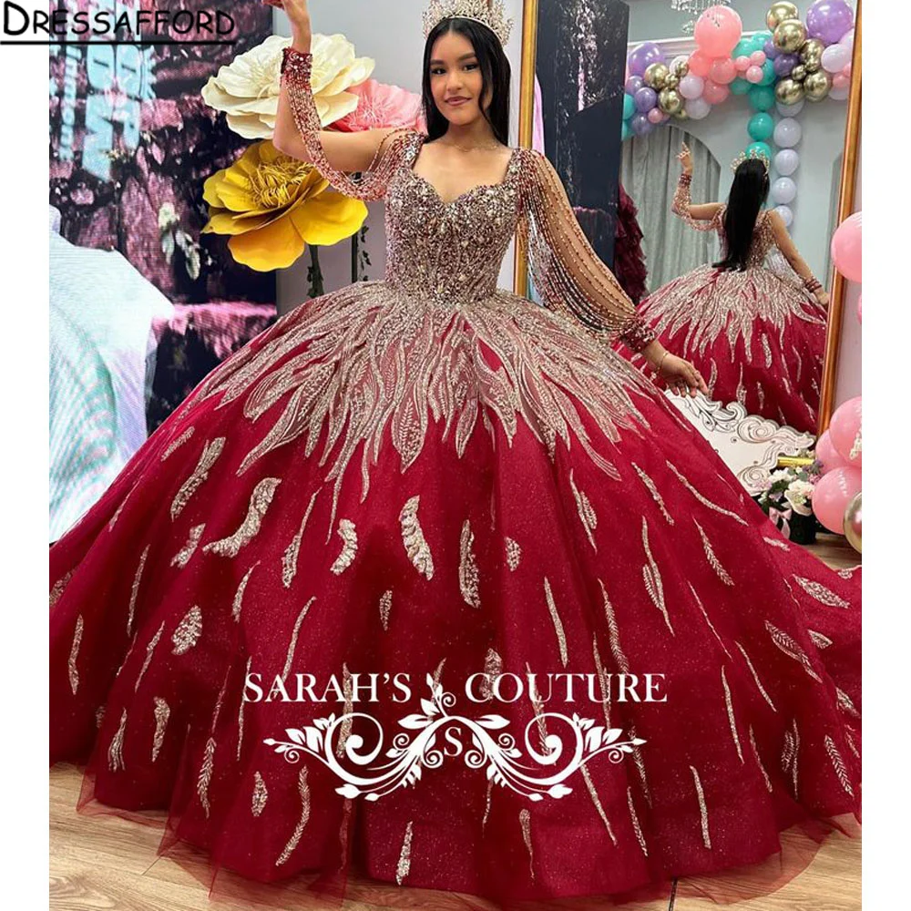 

Sparkling Red Sweetheart Quinceanera Dress 2024 Off the Shoulder Appliques Beads Party Sweet 16 Ball Gown Graduation Prom Gowns