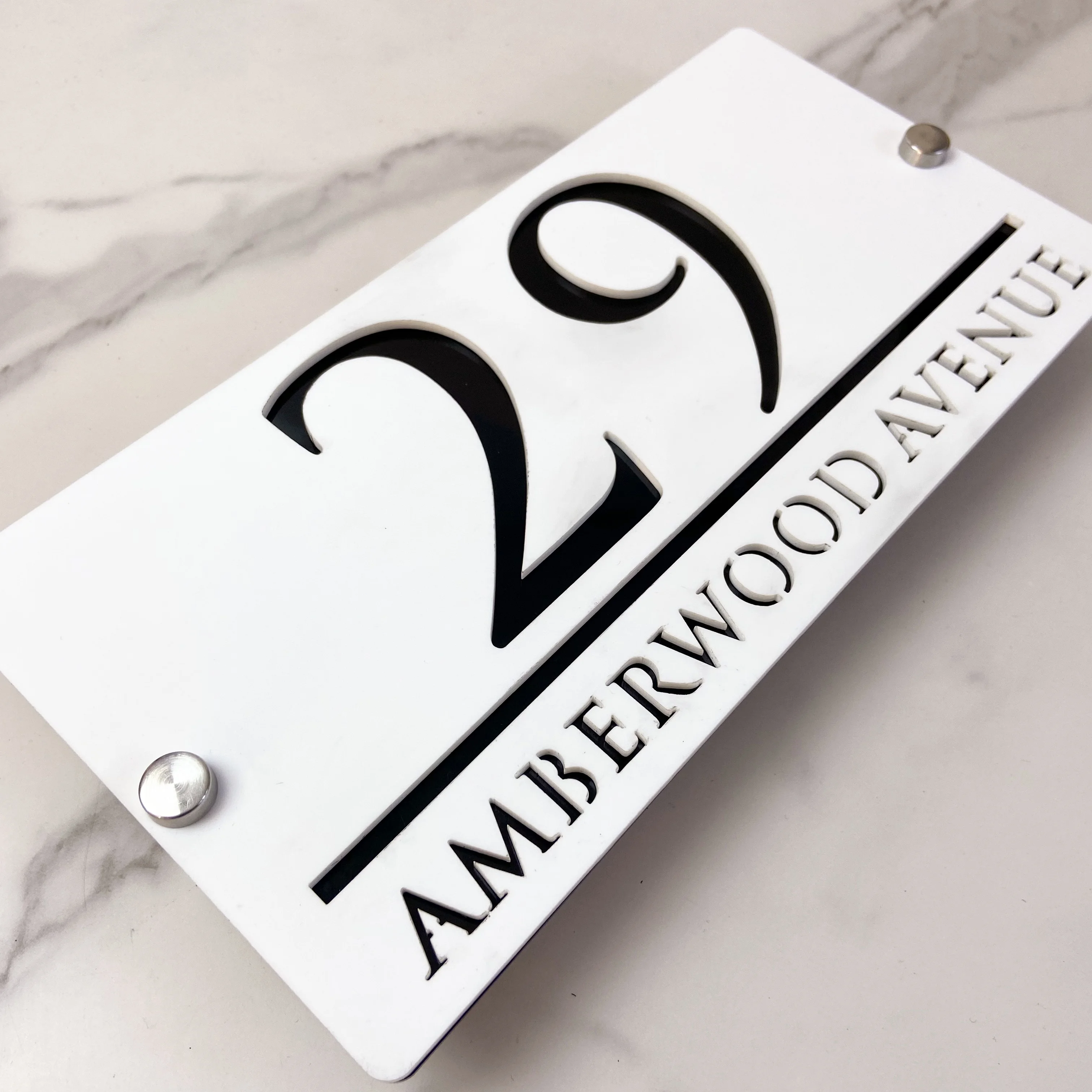 Personalized Eye-Catching custom made Matte White Acrylic House Number Sign Outdoor Address Plaque Wall Decoration for Home