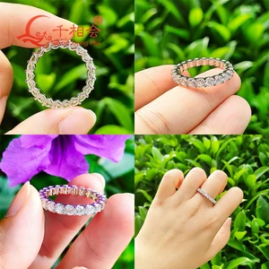 0,1ct 3mm rund d vvs Moissanit komplett Eternity Band Ring 925 Silber Silber Frauen Frauen Geschenk Geschenk 8 Hauptverkaufsallianz 3mm - №8
