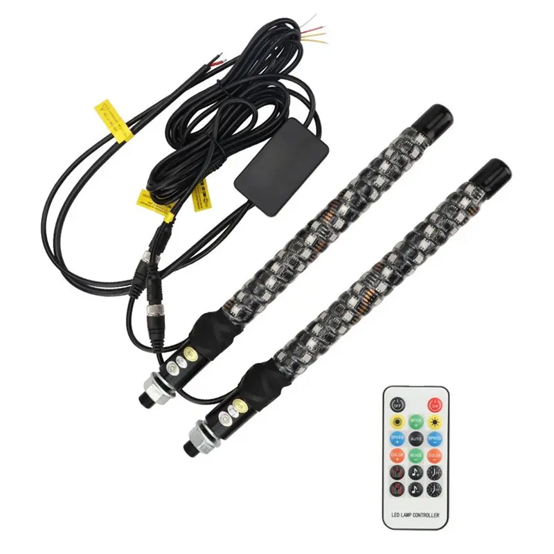 A60E-RGB LED Whip Lights 30Cm Flagpole Lamp With Bluetooth Remote Control Waterproof For Car And Truck Flag