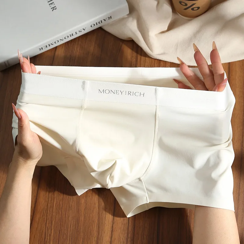 ملابس داخلية بدون خياطة من الحرير الجليدي للرجال ملابس داخلية صيفية قابلة للتنفس ملابس داخلية ناعمة للرجال سراويل داخلية مريحة للرجال ملابس تحتية محدبة #5