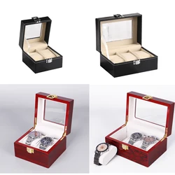 WellZone 2/3 Slots  Promotion Red Wooden/PU Watch Box  With Pillow Leather Wristwatch Display Case Organizer For Holiday Gift