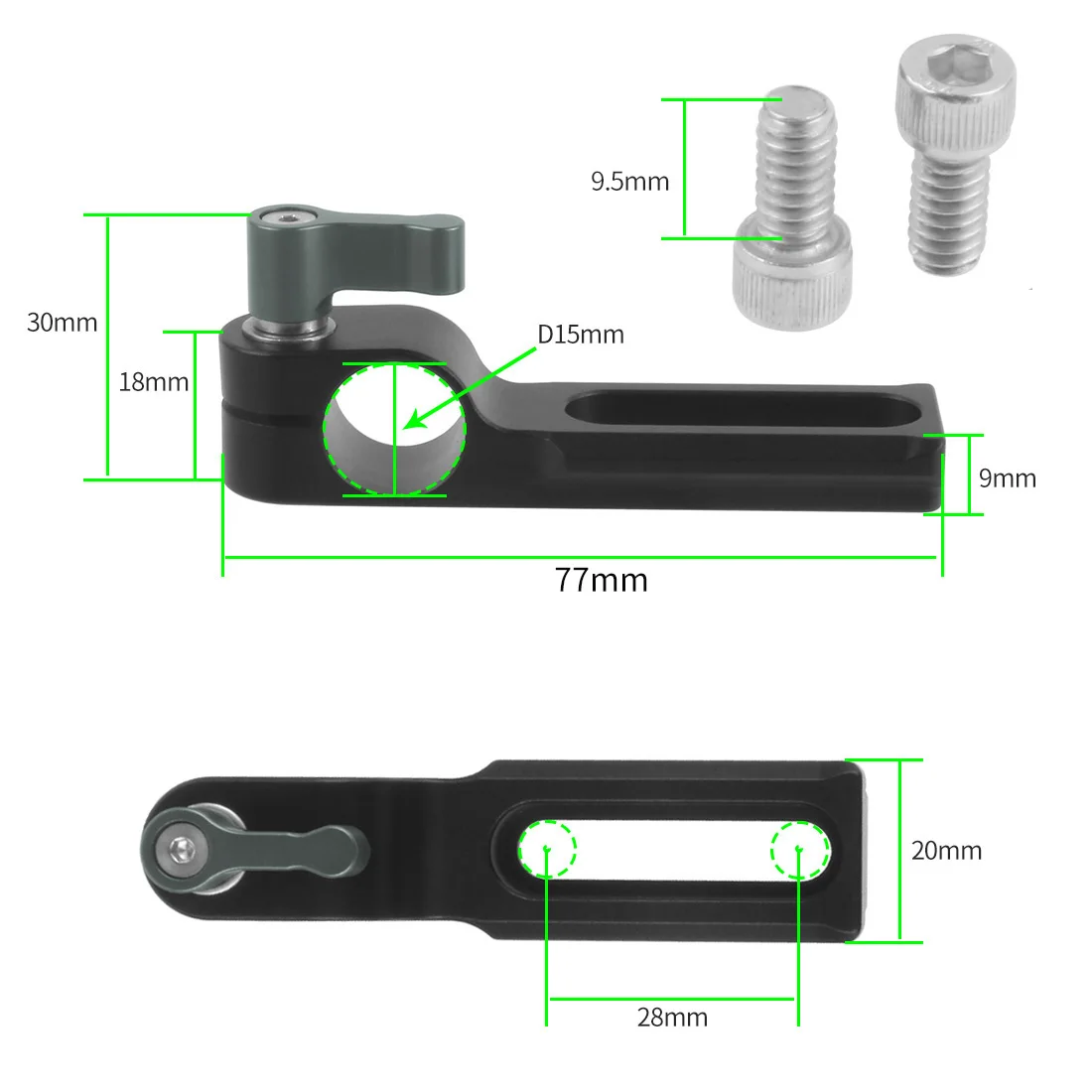 Standard 15mm Einzel Rod Clamp Quick Release Adapter mit NATO Sicherheit Schiene 1/4 Schrauben für DSLR Kamera Top Griff/platte/Käfig Rig – Detail 9