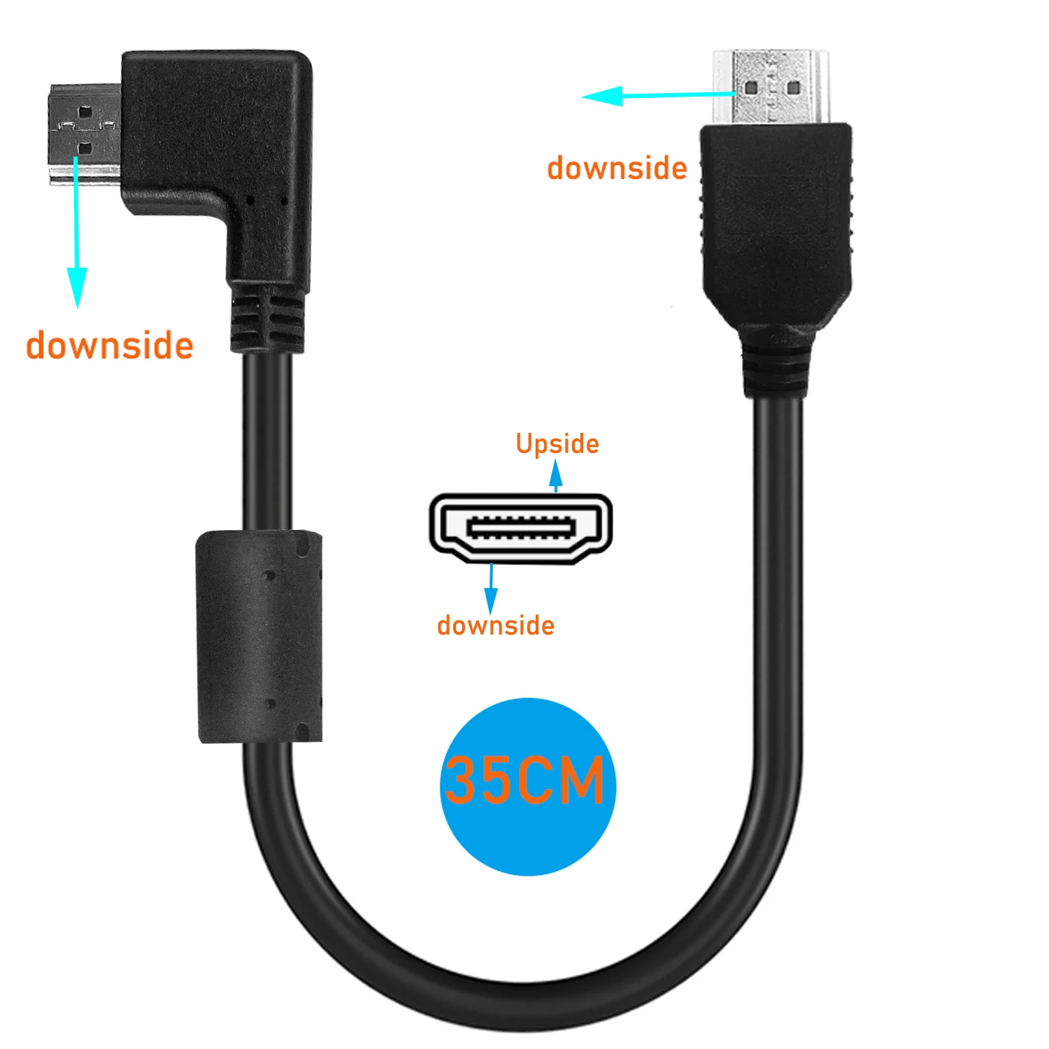Câble HDMI 1.4 Ultra court, coudé à 90 degrés, compatible 4K, pour PS5, apple TV, PS4 pro, XBox, HDTV, HDR ARC, CEC