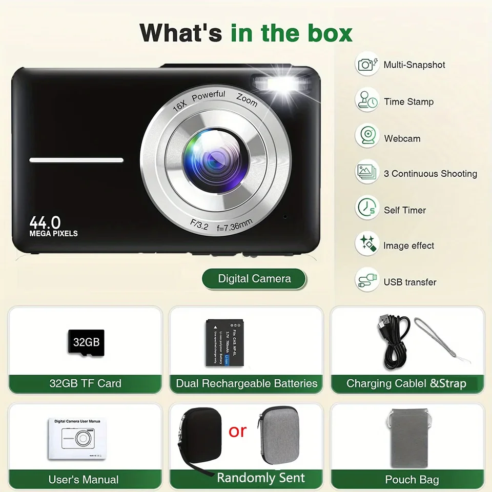 DC403 44MP HD Digital Camera 16X Digital Zoom Cameras Support For