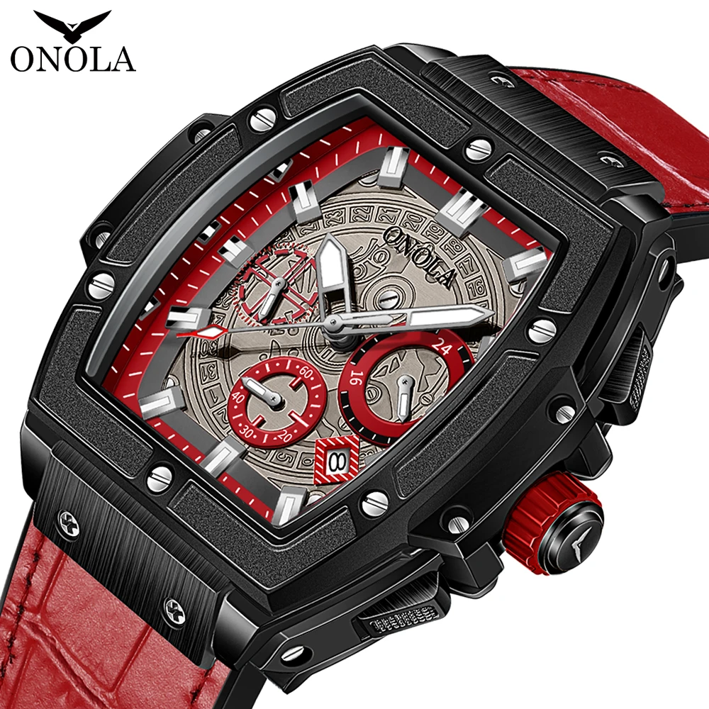 Luxury Watches Men Brand ONOLA New 2022 Classic Sport Quartz Waterproof Leather Watch For Men