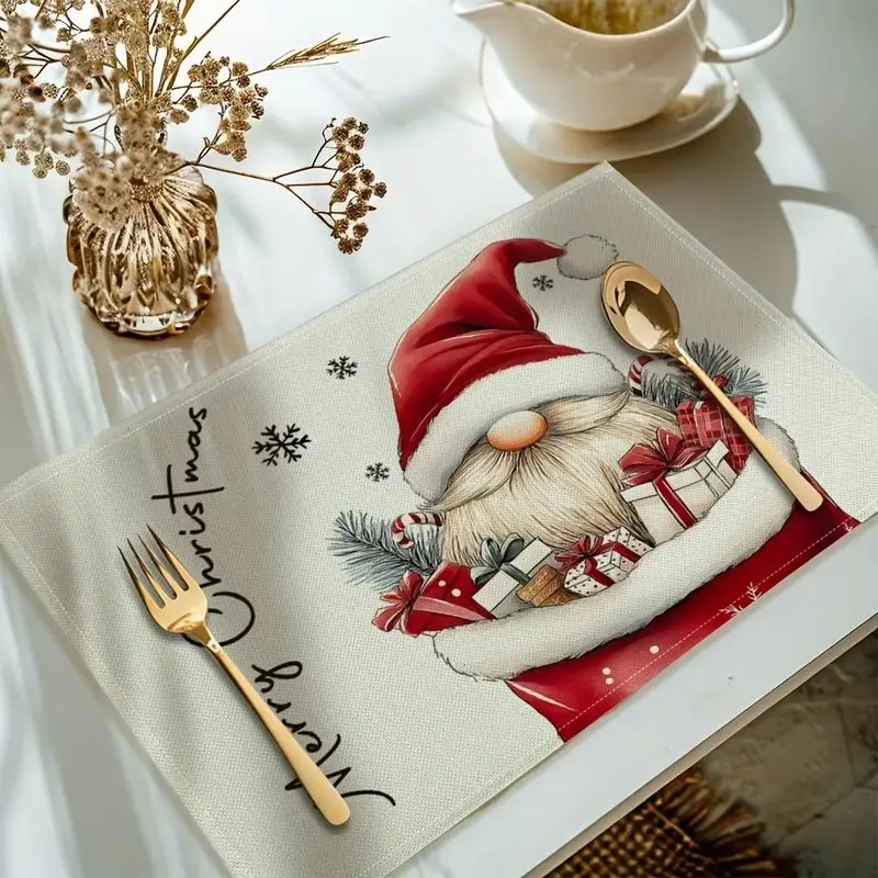 VIKAMA Fall Placemats Gnome Pumpkin Truck Autumn Print Table Mats For Dining Room Kitchen Thanksgiving Home Decor