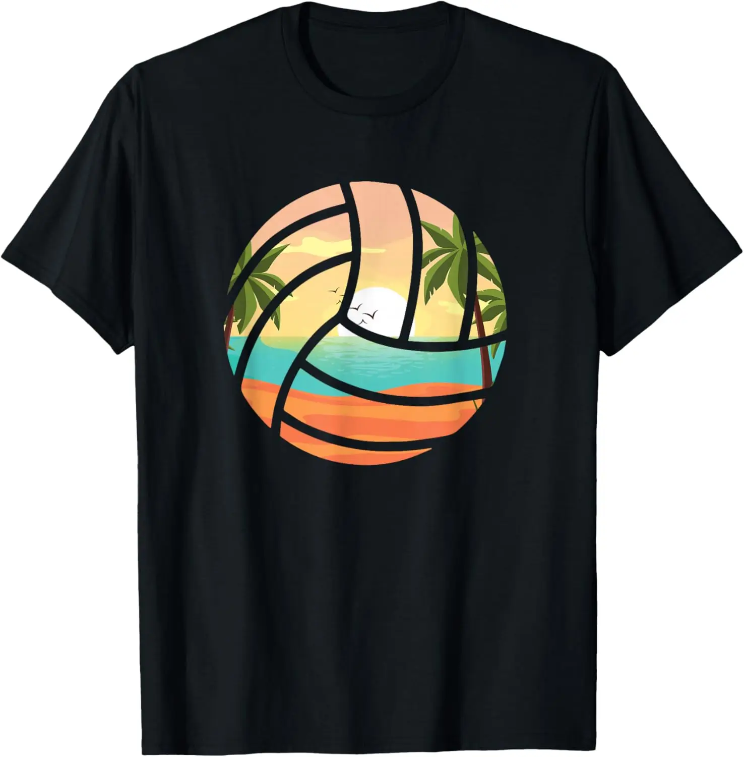 Tropical Summer Beach Volleyball Hippie Beach Sunset T-Shirt