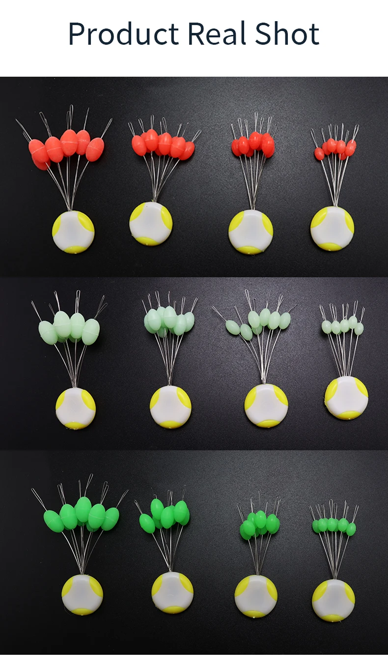ZYZHE 160 Stück/20 Sets Angelschnur-Stopper S/M/L/XL, Rote/Leuchtende Weiße Fliegenfischen-Schnurstopper, Große Ovale Stopper – Detail 7