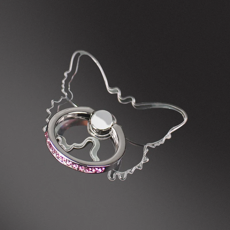 Transparenter Luxus-Schmetterlings-Fingerring-Handyhalter für iPhone 15, Smartphone-Aufkleber, Ständer, Zubehör, faltbare Unterstützung