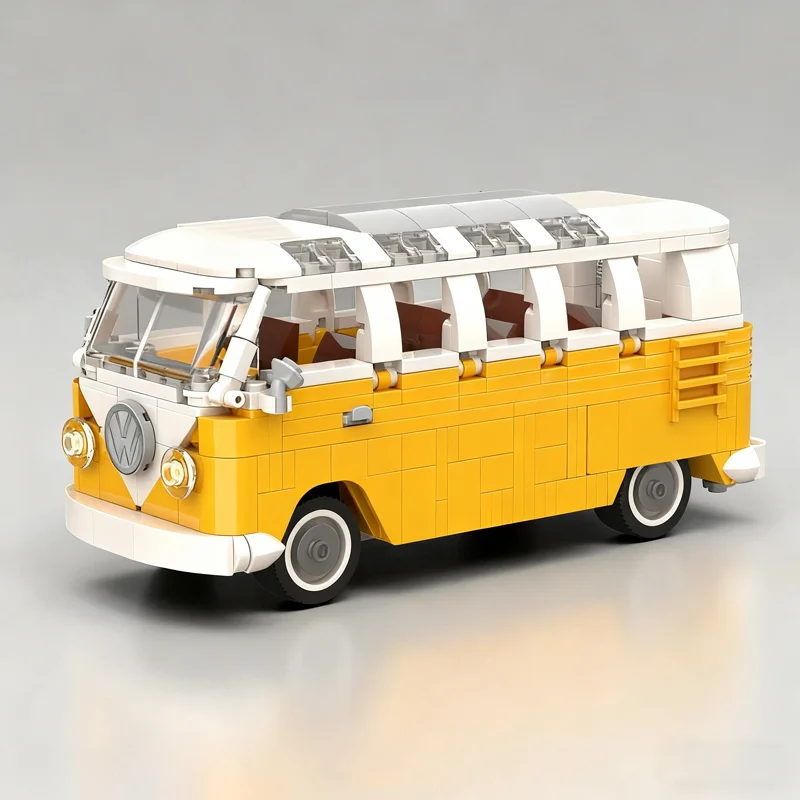 561 stücke MOC Volkswagen Transporter Samba Stadt Modell Bausteine Architektur Weihnachten Geschenke DIY Spielzeug Idee Bildung Ziegel