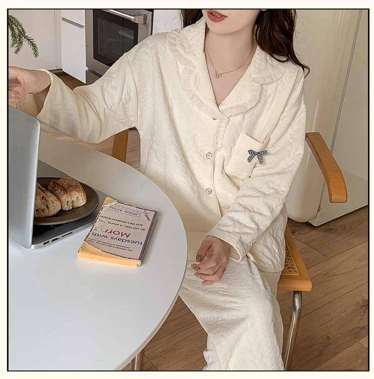 

Пижамные комплекты в стиле аниме для женщин, с рукавом три четверти, из хлопка, удобные, дышащие, для весны и осени, домашняя одежда для сна, простые классические модели для повседневной носки