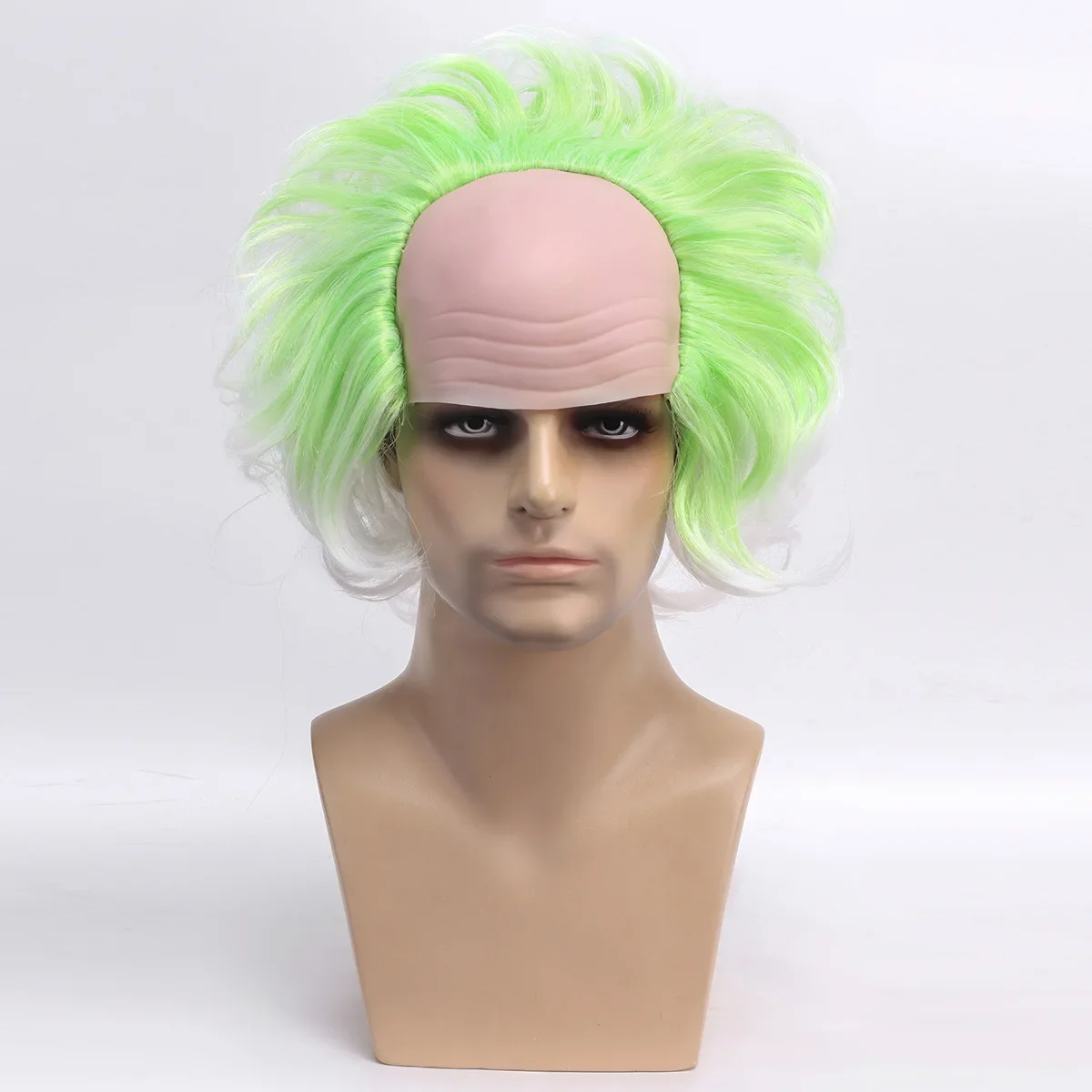 Movie New Beetlejuice Michael Keaton Cosplay Green White Wig Novelty Underworld Mage COS Wig for Women Men Halloween Party Props