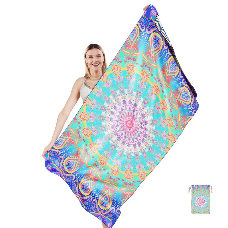 

Большое пляжное полотенце из микрофибры, двустороннее, велюровое, быстросохнущее, с принтом, супервпитывающее, не впитывающее песок, для плавания и спортзала