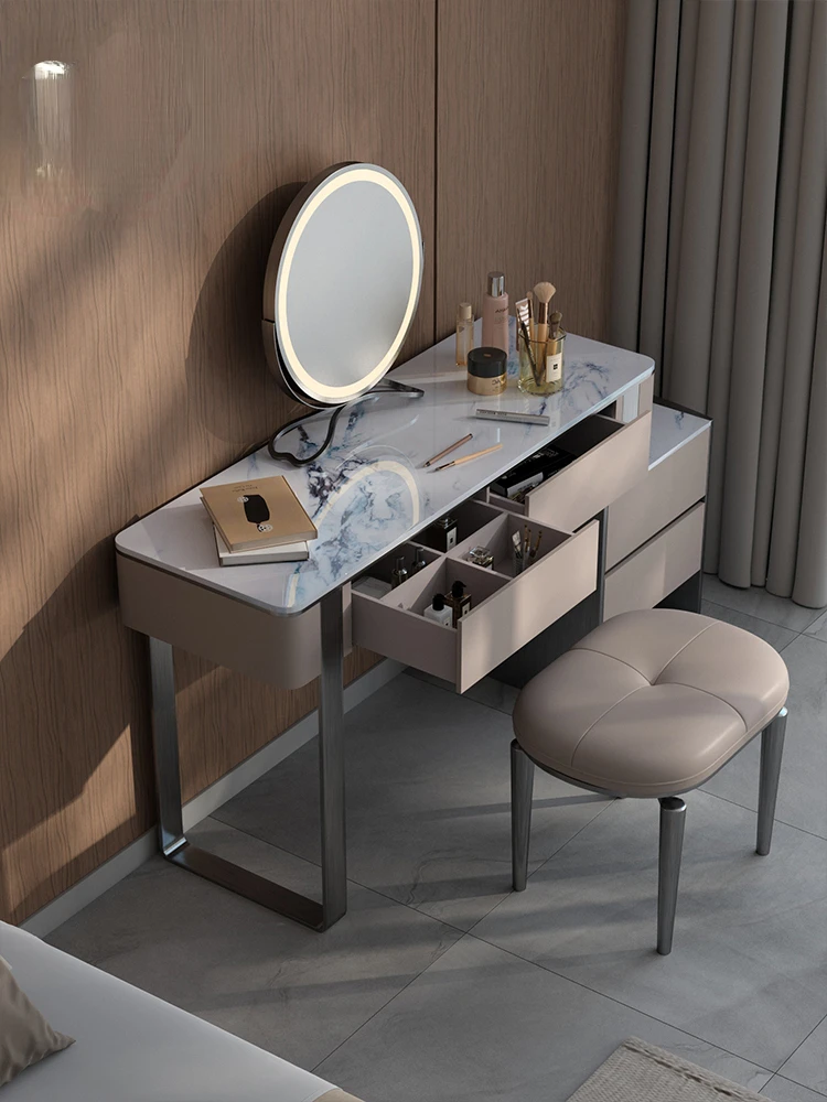 Italian style dressing table, light luxury, high-end bedroom, modern rock board dressing table