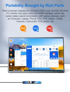 Eviciv 120Hz Monitor de juego portátil de 120Hz 18.5 pulgadas 100% SRGB 1080p con VESA & Stand 180 ° Displave de IPS HDR ultra-slim ajustable 8 Mejor vapor de ventas de Salesk - №6