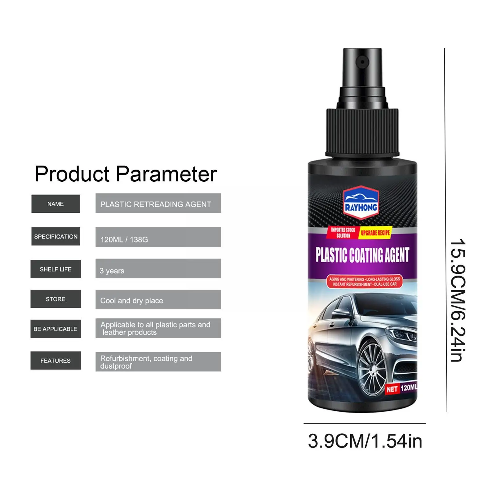 Plastic Renovator For Car Interior Spare Parts Leather Liquid Wax Polish Plastic Restore Cleaner Spray Accessories S3 Y6e3