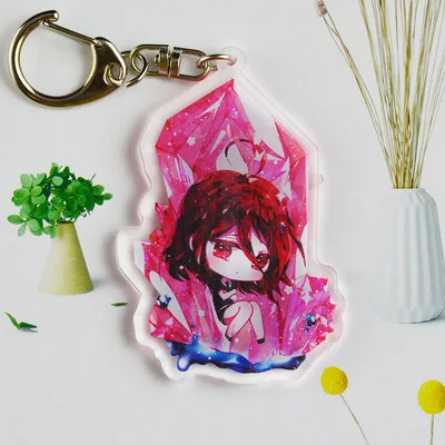 Land of the Lustrous Acrylic Cartoon Anime Pendant Keychains Holder Car Key Chain Key Ring Phone Bag Hanging Gifts 6CM