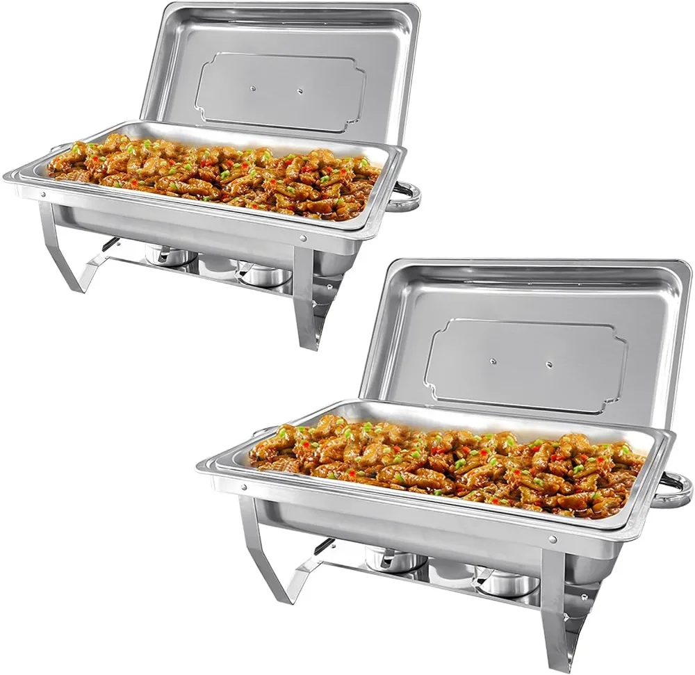 

2 Pack 8QT Chafing Dish Buffet Set Stainless Steel Food Warmer Chafer Complete Set with Water Pan, Chafing Fuel Holder