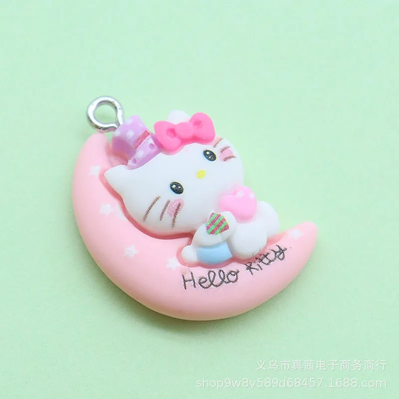 Sanurgente-Mignon pendentif Hello Kitty, ornement de cheveux, ornement de main, boucles d'oreilles, pendentif en résine, bijoux à bricoler soi-même, accessoires pour filles, cadeaux