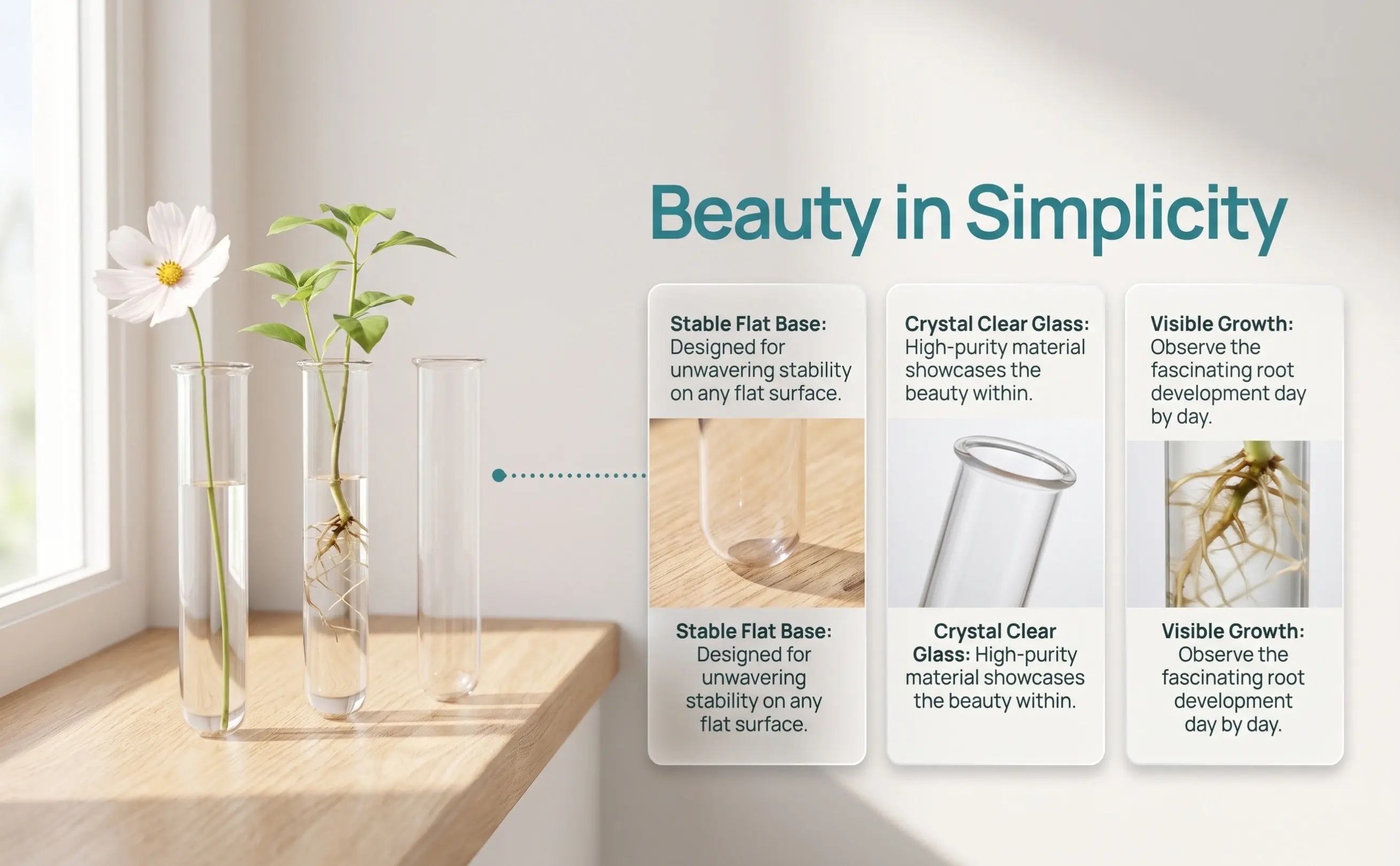 4pcs Transparent Test Tube Vases for Hydroponic Plant Propagation, Small Plant Starter Kit, Desk Decor