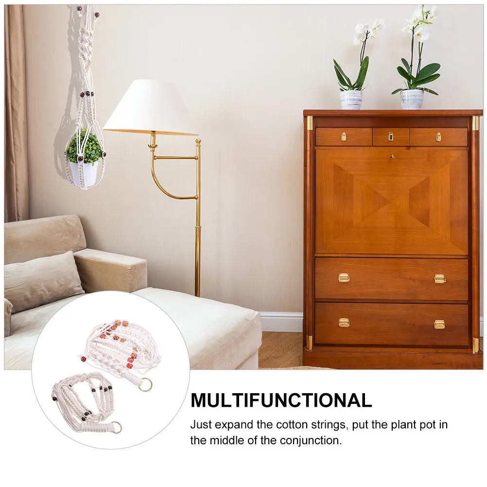 

2 шт., вешалка для растений в макраме, корзины, тканый подвесной держатель для цветочного горшка, настенный художественный декор, веревка, хлопковая веревка, вешалка для цветочного горшка для