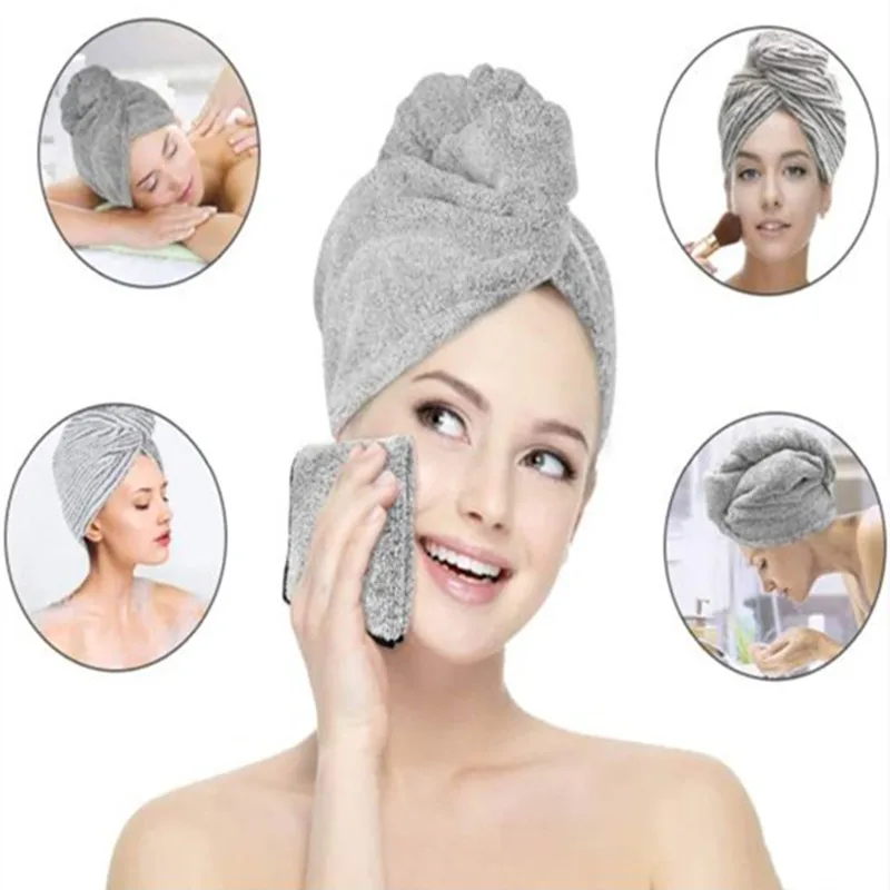 Bamboo charcoal fiber hair towel wet hair quick-drying hair towel super absorbent bag head scarf ladies bathroom dry hair cap