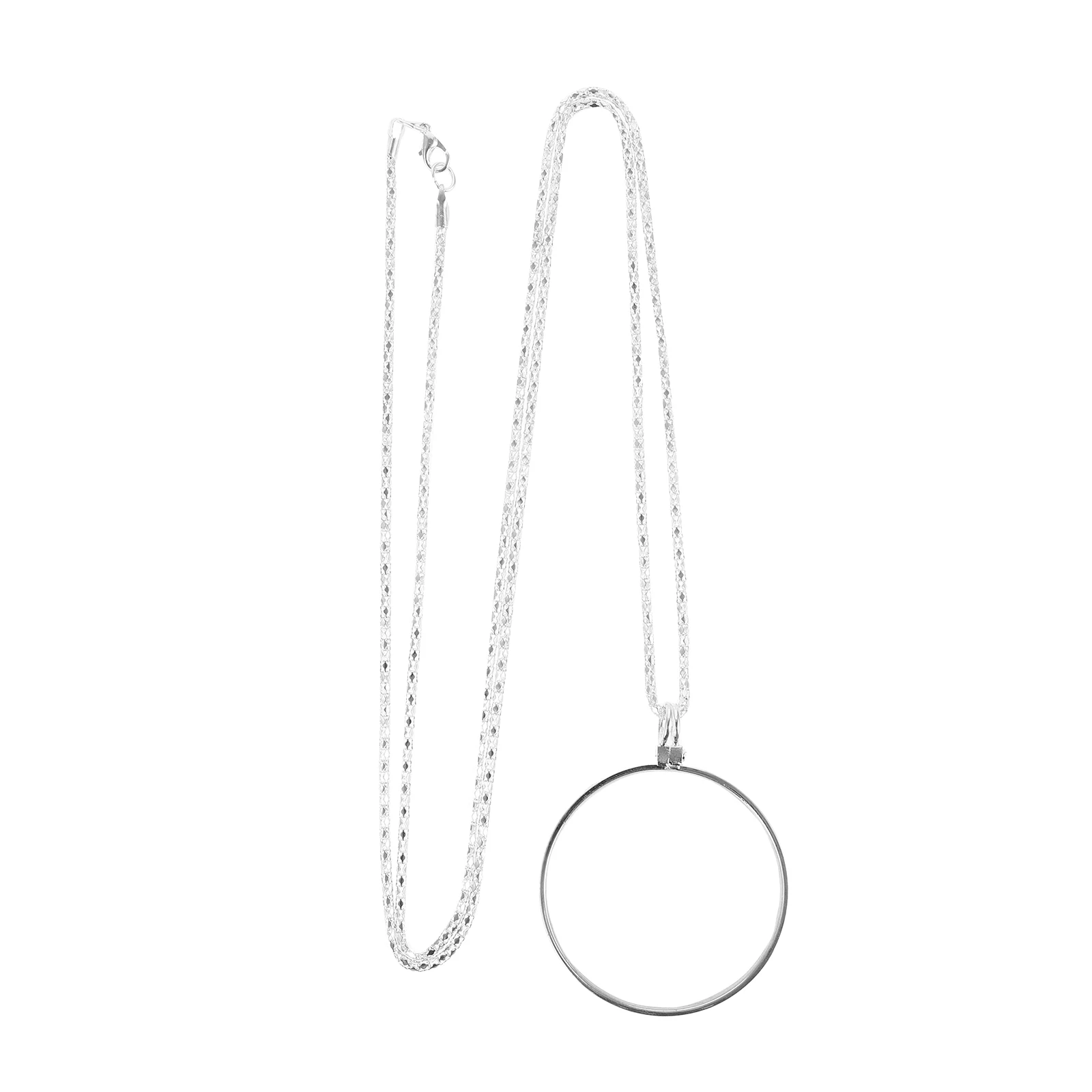 

Metal Necklace 5X Glass Magnifier for Reading Books Inspection Maps Portable Pendant Loupe Safe Elders Children Learning Nature
