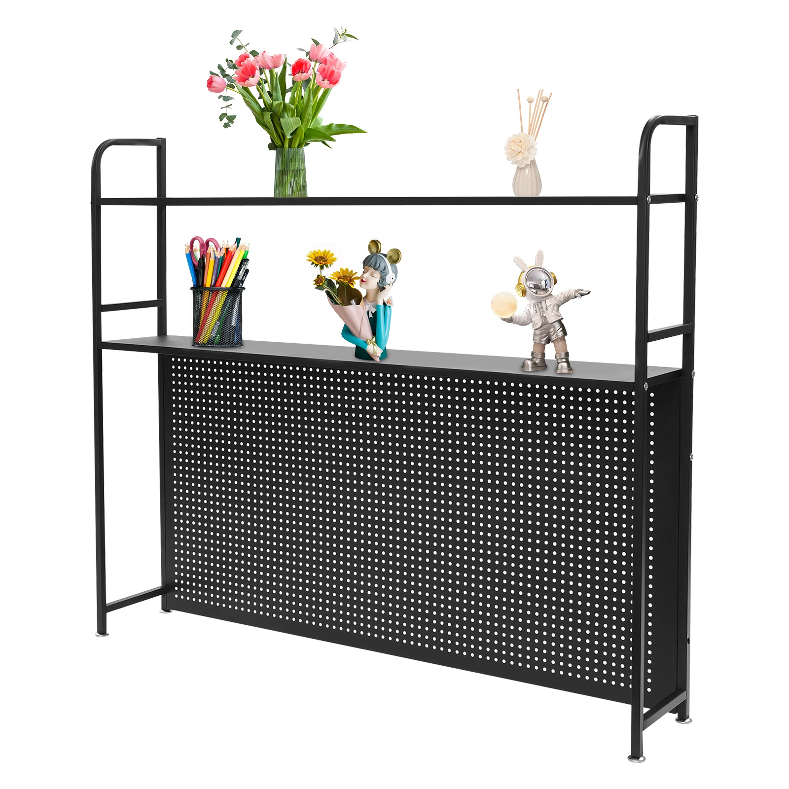

Study Room Desktop Display Rack, Double Layer Desk Organizer, Adjustable Foot Iron Organizer, Organizer for Dorm Household Sundry Storage