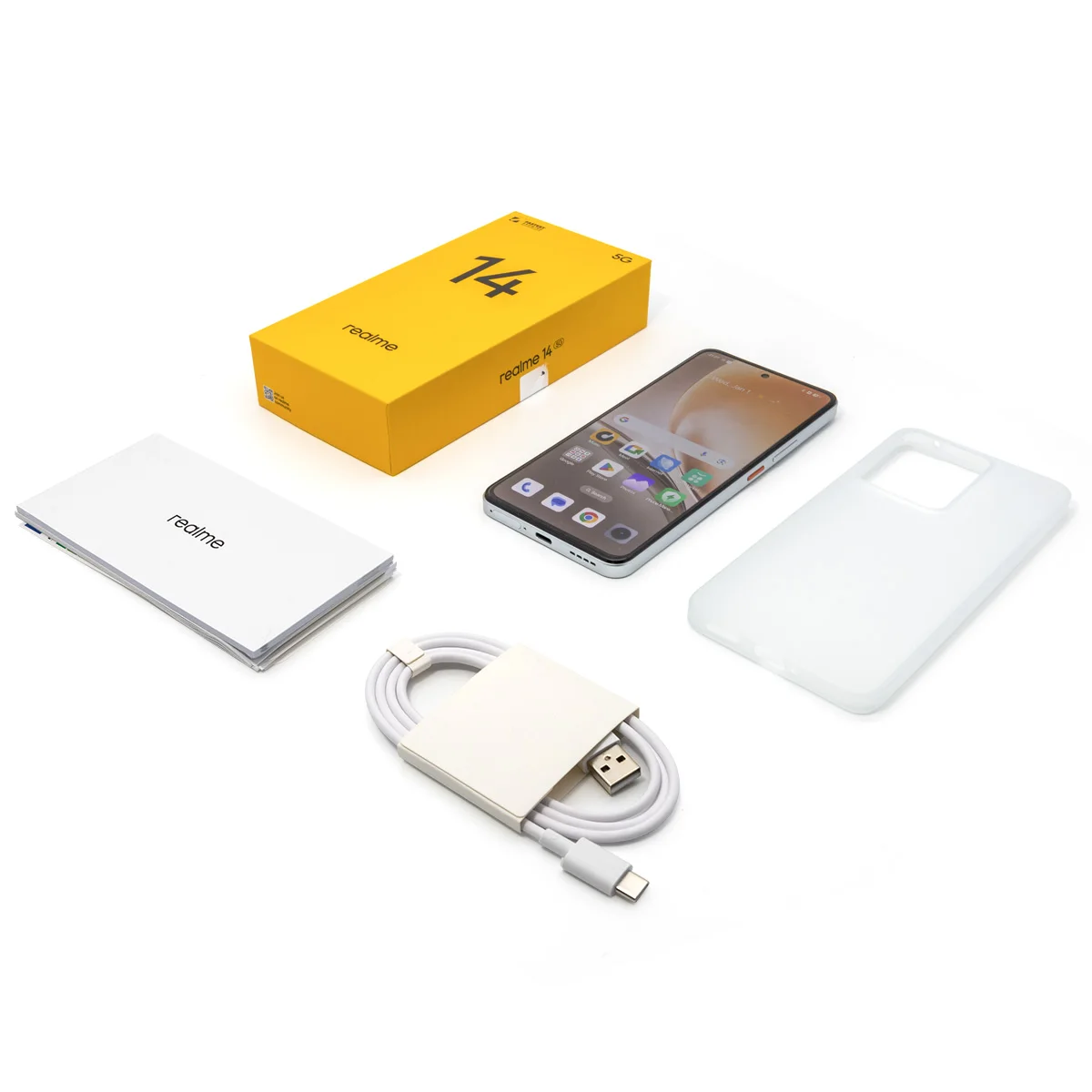 هاتف ذكي Realme 14 5G sphotdragon 6 gen 4 mAh Titan Battery '120 هرتز AMOLED Display 45W Charge 50MP OIS Camrea NFC