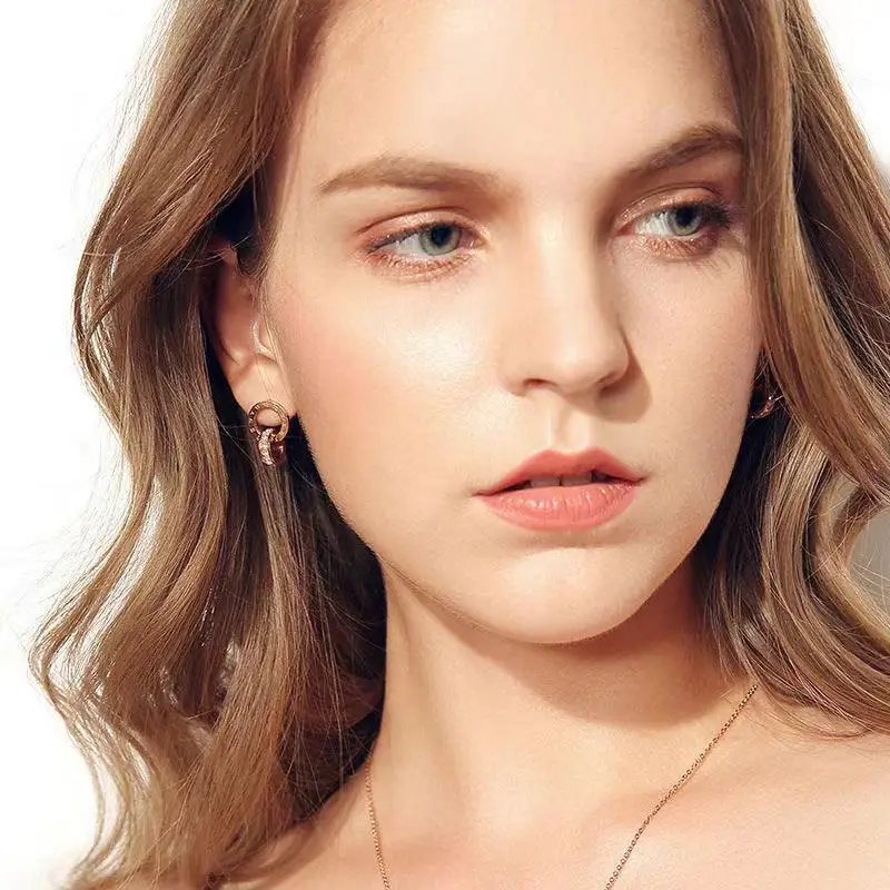Zircon Roman Numeral Earrings For Women Stainless Steel Earrings Woman Fashion Jewelry Accessories