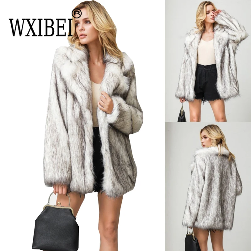 Women's Fur Coat Imitation Fox Fur Coat Leisure Warm Fur Coat in Large European and American Sizes   Jacket Loose Cardigan Top