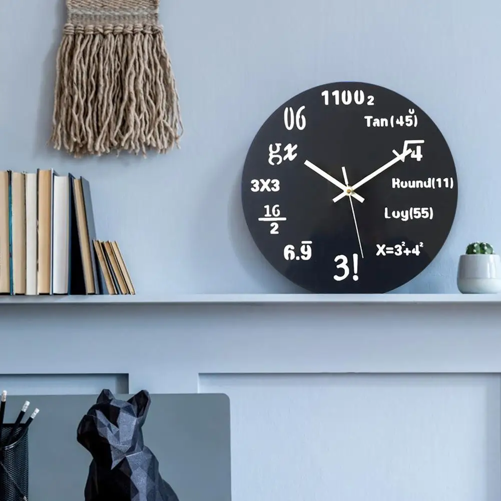Fun Math Clock Math Teacher Gift Silent Non-ticking Math Wall Clocks Wooden Classroom Home Decor with Expressions Quartz