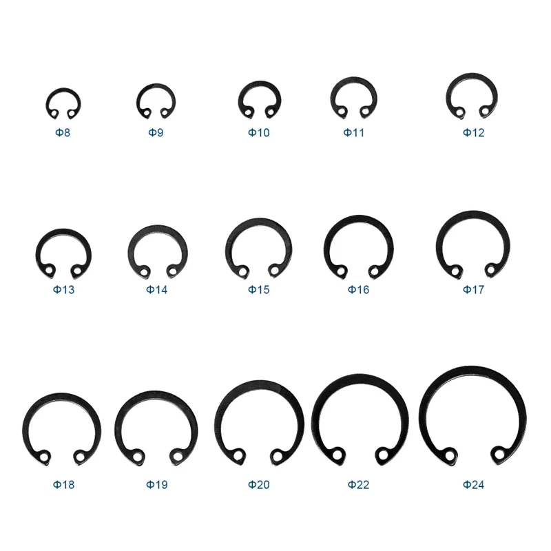 445 قطعة C نوع إحكام داخلي الاحتفاظ خواتم مجموعة متنوعة ل ثقب بحلقة إحكام المفاجئة خواتم أسود-A73M