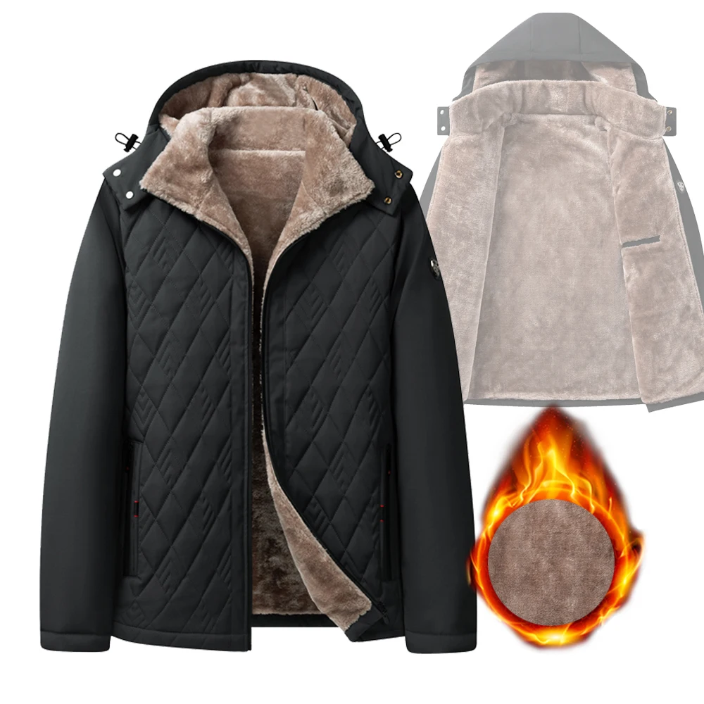 Männlichen Oversize Mit Kapuze Windjacke Kleidung herren Winter Jacke Parkas Mantel Casual Kleidung Polsterung Baumwolle Verdickt Fleece Jacke