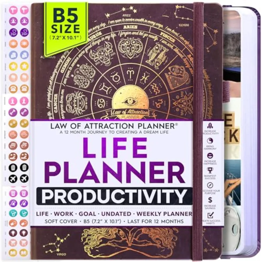 

Deluxe Weekly and Monthly Planner Law of Attraction Planner with Productivity App 12-Month for Productivity, Gratitude and Goal