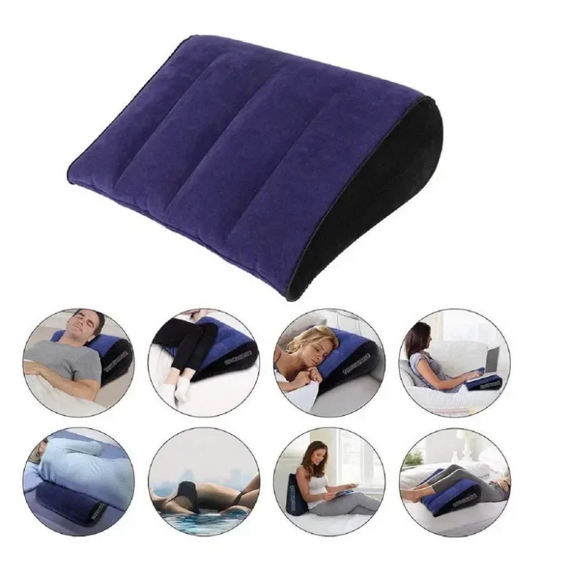 Inflatable Travel Pillow Multifunctional Body Pillow Lumbar Yoga Pillow Travel Positions Support Air Cushion Triangular