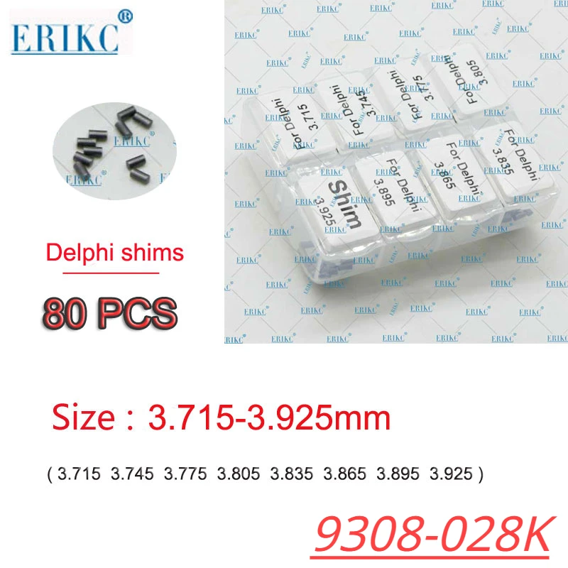 Diesel Injector Nozzle Valve Shim 9308-028K Calibration Inyector Lift Shims Set Size 3.715-3.925mm for Delphi Series Injection