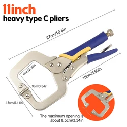 11 inch C Clamp Weld Clip Woodwork Fix Plier Pincer Tong Tenon Grip Vise Swivel Pad Locator Alloy Hand Tool for Wood Working