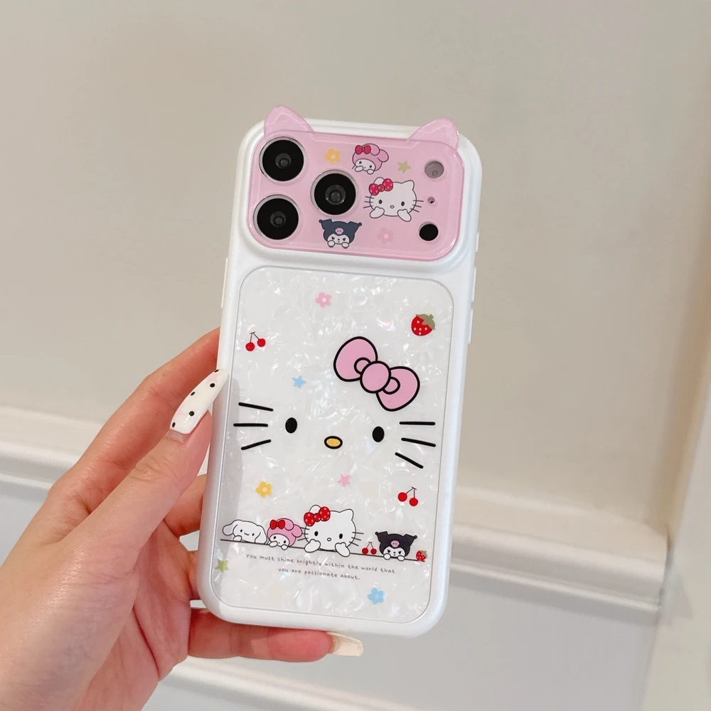 3D Stereoscopic Cute Cartoon Sanrio Hello Kitty Cat ears Phone Case For iPhone 17 16 15 Pro Max Shockproof Hard Acrylic Cover - view 5