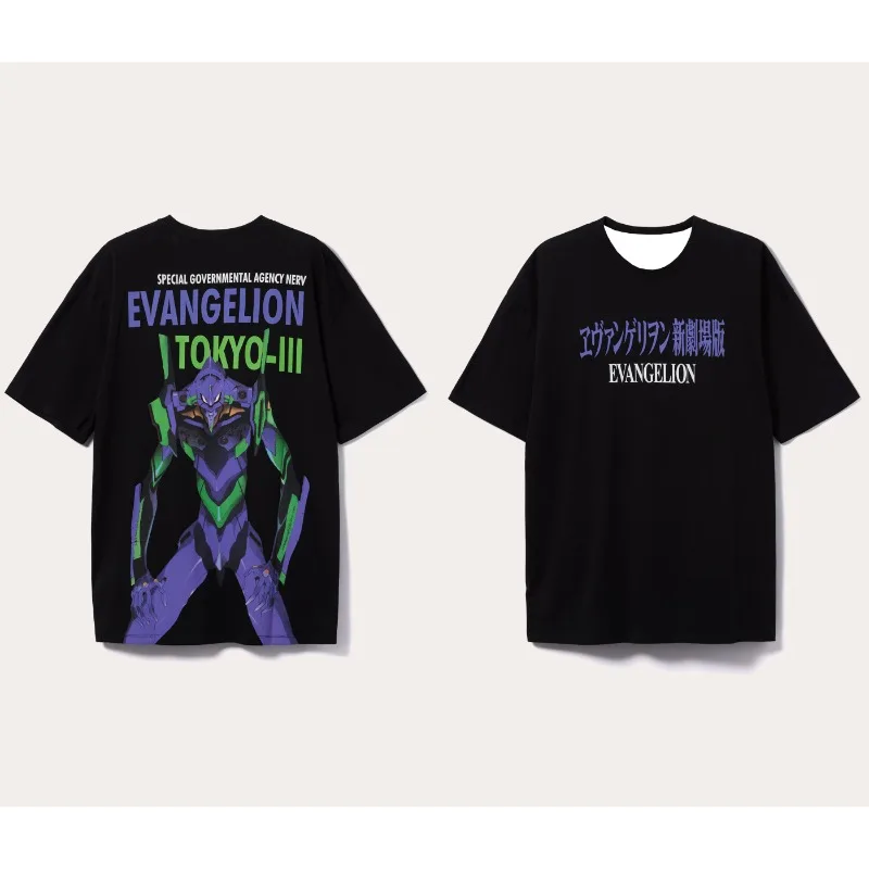 New Century Evangelion E V A Unit-01 Übergroßes, schnell trocknendes T-Shirt für Herren, Anime, doppelseitig, minimalistischer 3D-Druck, lässige Streetwear
